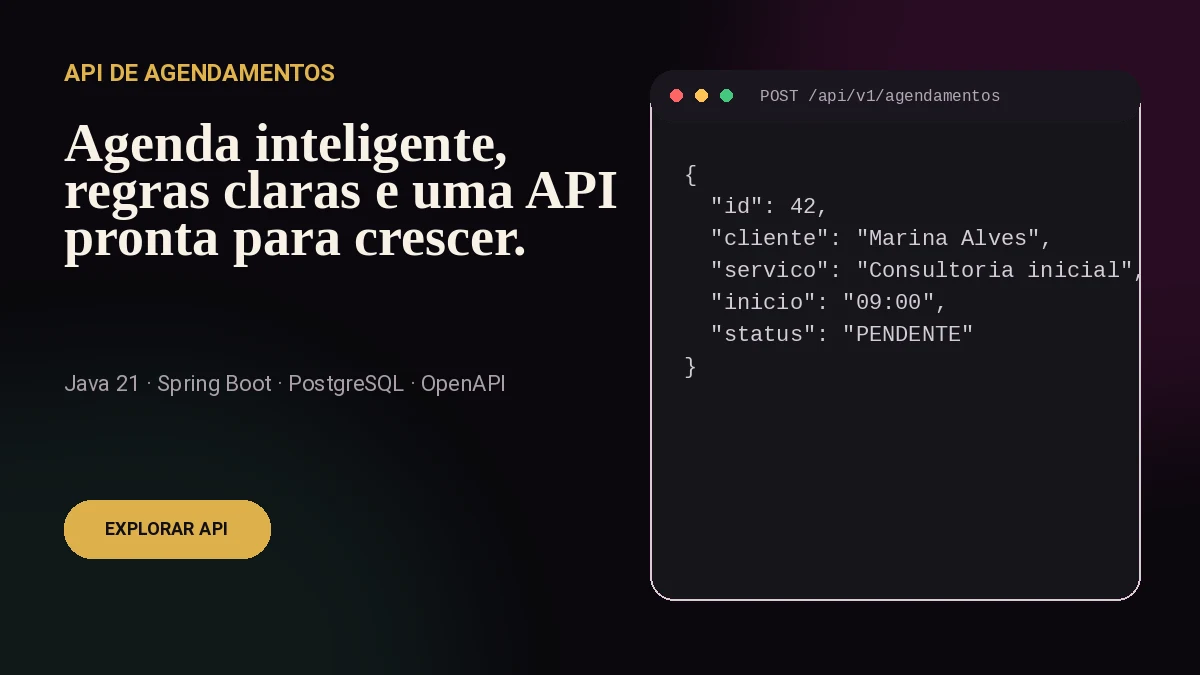 Prévia atualizada da vitrine da API de Agendamentos