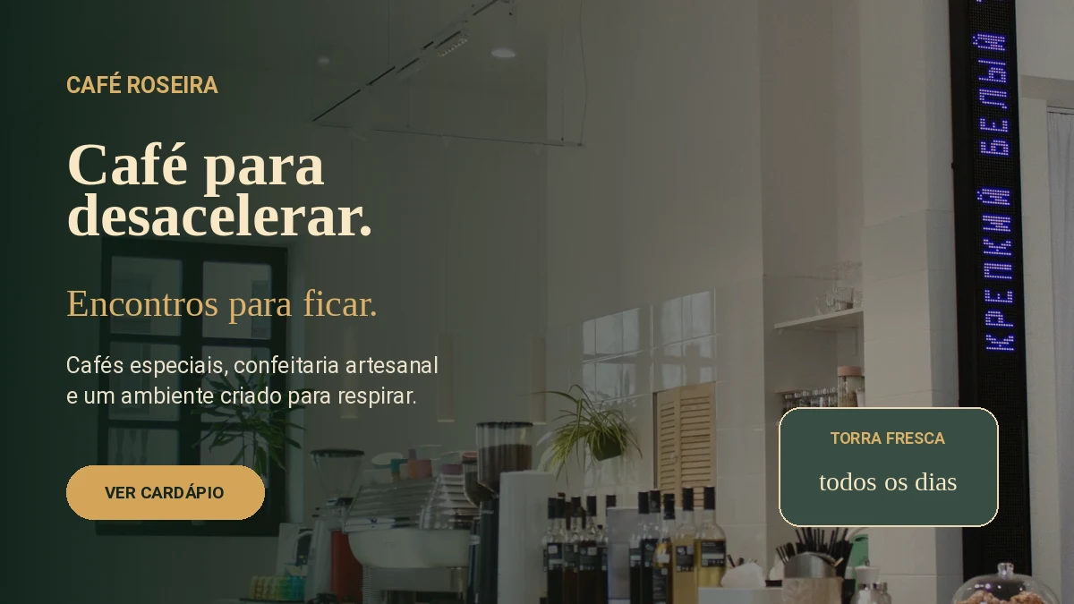 Prévia atualizada da landing page Café Roseira